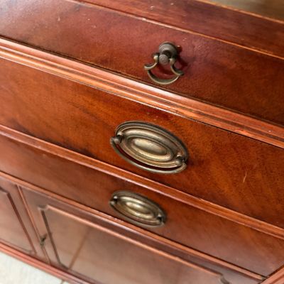 Mahogany Buffet Desk Silver Cabinet