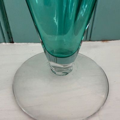 Large Green Blenko Glass Fan Vase