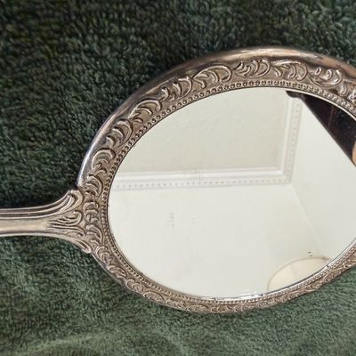Antique/Vintage Silver Plated Hand Held Vanity Mirror