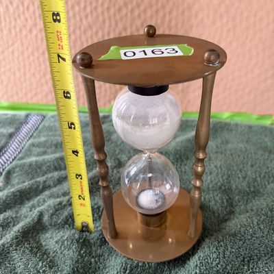 Vintage Brass Toned Metal & Glass Sand Timer