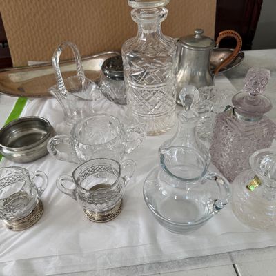 Collection of Vintage Glassware & Metal Serveware