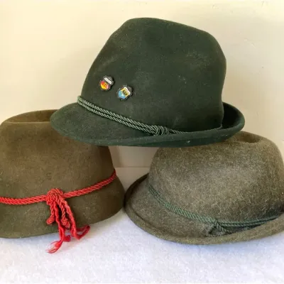 Tyrolean Octoberfest Felt hats, Vintage 3pcs