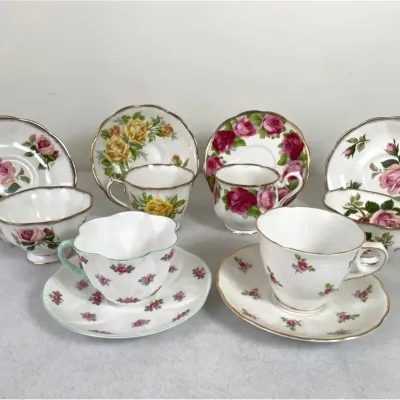 Rose Pattern Old Country English Tea Cup And Saucer Sets 