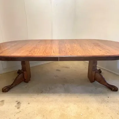 Solid Oak Table With Claw Feet