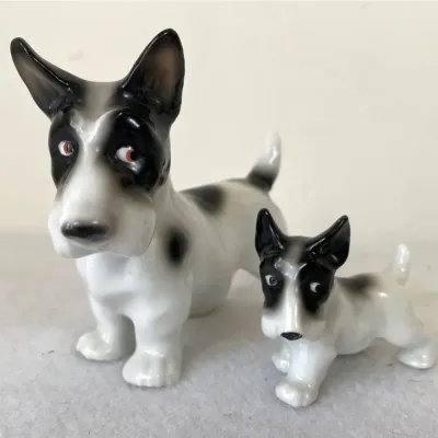 Erphila German Porcelain Terrier Dog Figurines, 2pcs