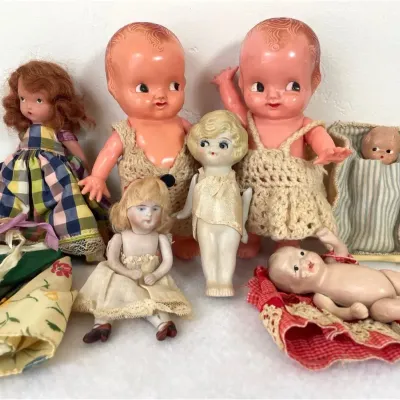 Vintage Porcelain And Plastic Doll Collection, 40s/50s 