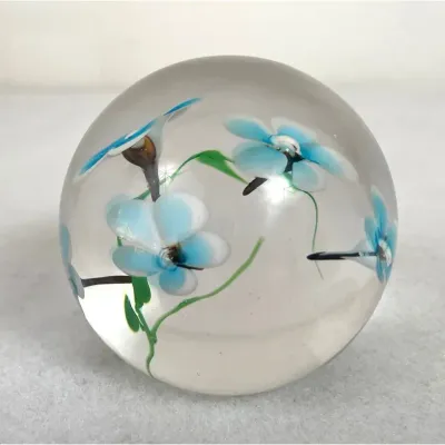 Vintage Glass Eye Studio Paperweight, signed Rusu 1990.