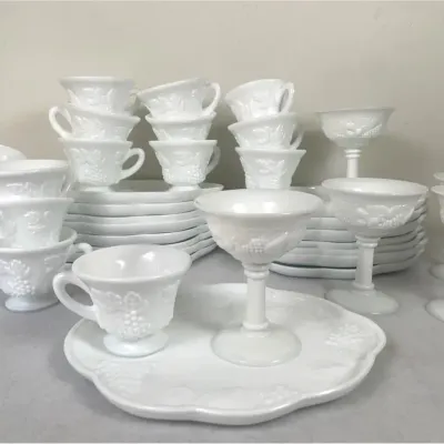 Vintage “Colony Harvest" White Milk Glass Collection, 37pcs