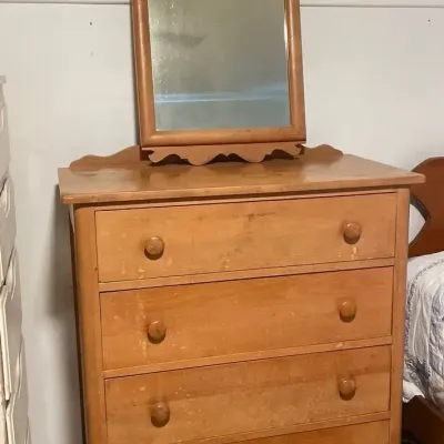 Vintage Four Drawer Dresser With Mirror