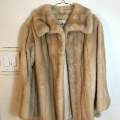 I. Magnin Beige Fur Jacket, Vintage 