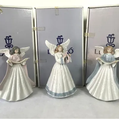 Lladro Porcelain Angel Figurines, 3pcs 