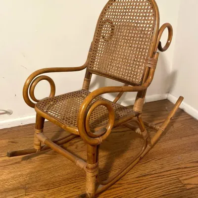 Vintage Children’s Rattan Cane Rocking Chair 