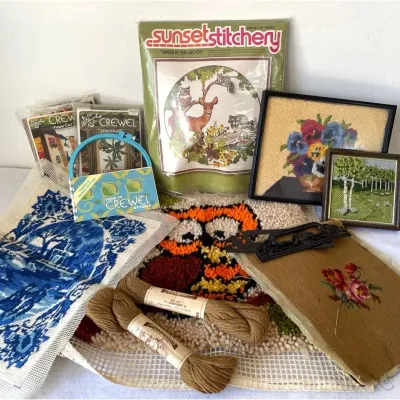 Needlepoint, Crewel Stitching And Embroidery, Vintage 