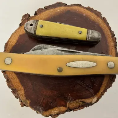 Vintage Yellow Handled Pocket Knives (Schrades)