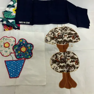 Vintage Appliqué Quilt Squares, Floral Apron & More
