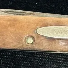 Vintage KA-BAR Folding Pocket Knife Wood Handle Brass Bolsters Collectible