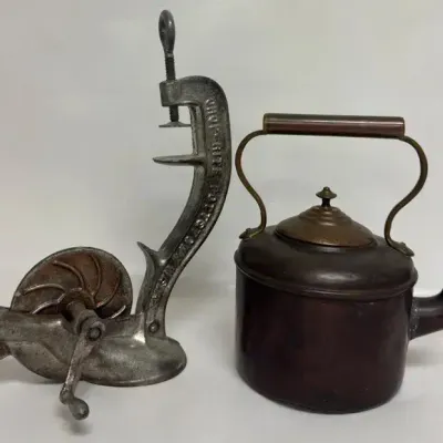 Copper Tea Kettle & Cherry Stoner 