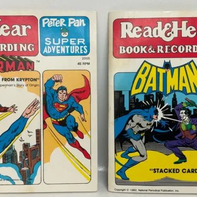 1982 Peter Pan Read Hear Superman Batman Book Record 45 RPM DC Comics Lot
