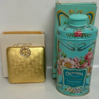 Vintage Avon Gold Compact & Perfumed Talc Powder