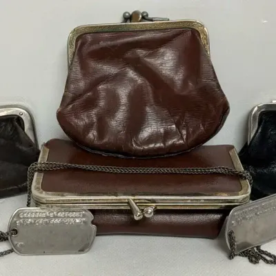 Vintage Leather Coin Purses & Military Dog Tags