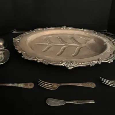 Weighted Sterling Candlesticks And Silverplate Accessories