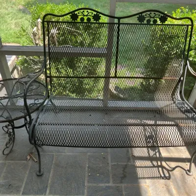 Wrought Iron Bench And Table