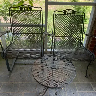 Wrought Iron Chairs(2) And Table