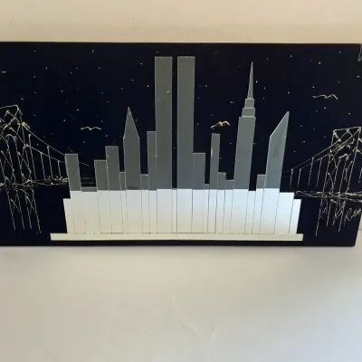 New York Skyline In Velvet And Glass