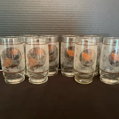 Glass Tumblers- Butterflies And Roses(8)