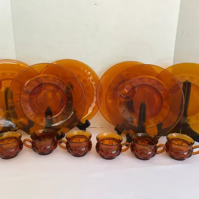 “Color Crown Gold” By Colony Luncheon Plate And Cups