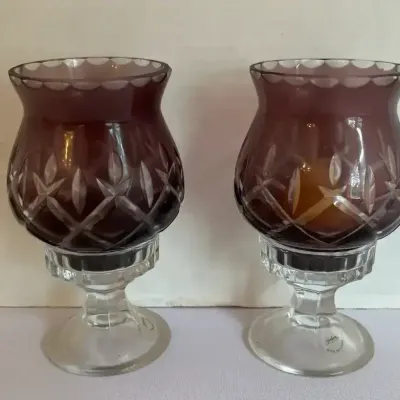 Gorham Cut to Clear Glass Candlesticks(2-2 pc.)