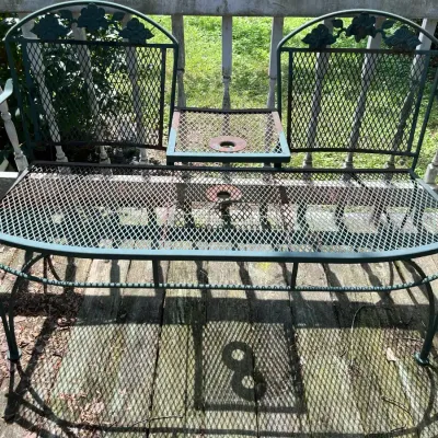 Wrought Iron Bench With Umbrella Stand