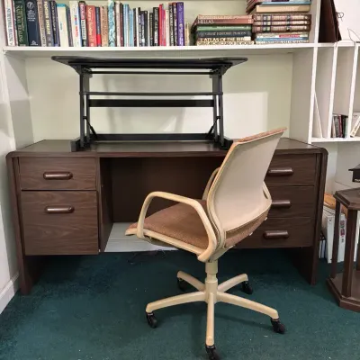 Vintage Desk, Riser For Monitor And Office Chair