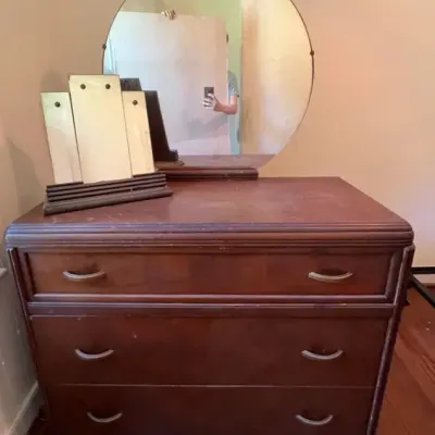 Art Deco Dresser With Mirror Plus Art Deco Mirror