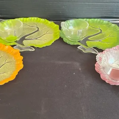 Tree Shaped Luncheon Plates And Matching Cups