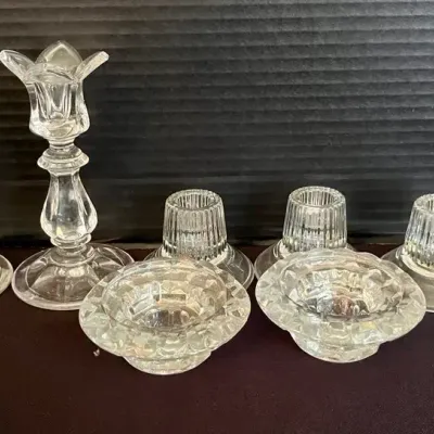 Glass Candlesticks And Holders(8)
