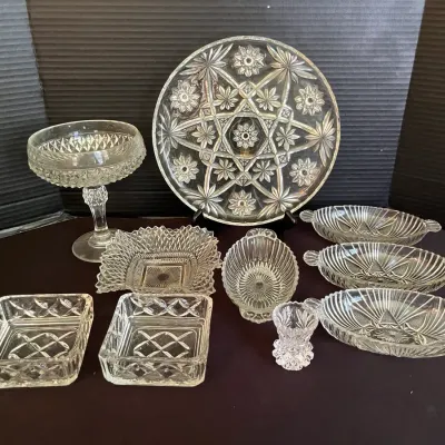 Pressed Crystal And Glass Serving Pieces