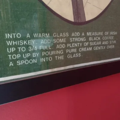 Framed Rustic Design Irish Coffee Recipe Print