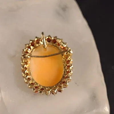 14 Karat Yellow Gold and Gemstone Cameo Pendant/Brooch- Approx 3.5 Grams Total Weight (#21)
