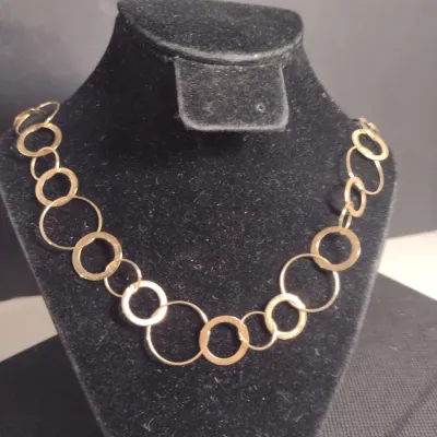 14 Karat Yellow Gold Open Circle Necklace - Approx 9.8 Grams Total Weight, 17" Long (#26)