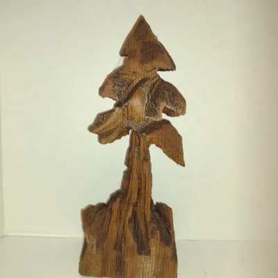 Carved Wooden Tree- Approx 15" Tall