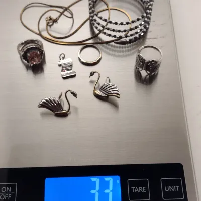 Collection of Sterling Silver Jewelry- Rings, Earrings, Coil Bracelet, Necklace- Approx Total Weight 33 Grams (#9)