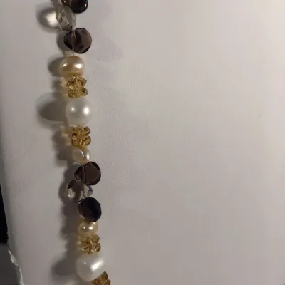 Rose Quartz Butterfly Necklace and Pearl and Glass Bead Necklace (#11)