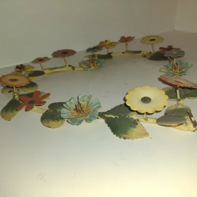 Metal Floral Heart Wreath Hanging Decor- Approx 13 3/4" Wide