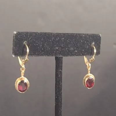 14 Karat Yellow Gold and Gemstone Earrings- Approx 2.4 Grams Total Weight (#29)