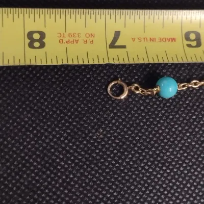 10 Karat Yellow Gold and Turquoise Bead Bracelet- Approx 7" Long, 6.6 Grams Total Weight (#13)