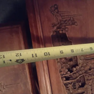 Asian Design Carved Relief Nesting Table Set