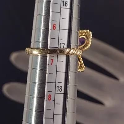 14 Karat Yellow Gold and Amethyst Butterfly Design Ring- Size 6 3/4- Approx 4.8 Grams Total Weight (#17)
