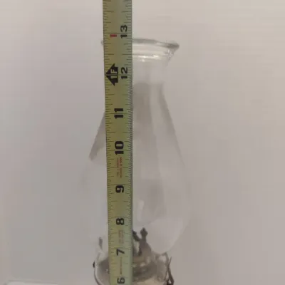 Glass Oil Lamp with Hobnail Design Base- Approx 13" Tall with Chimney