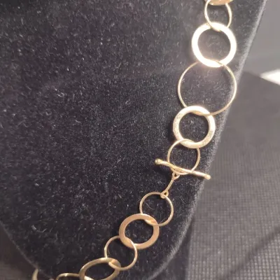 14 Karat Yellow Gold Open Circle Necklace - Approx 9.8 Grams Total Weight, 17" Long (#26)